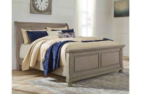 Lettner Light Gray Queen Sleigh Bed by Ashley at Eve Furniture