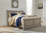 Lettner Light Gray Sleigh Platform Bedroom Set by Ashley at Eve Furniture