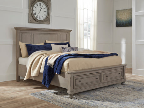 Lettner Light Gray Storage Platform Bedroom Set by Ashley at Eve Furniture