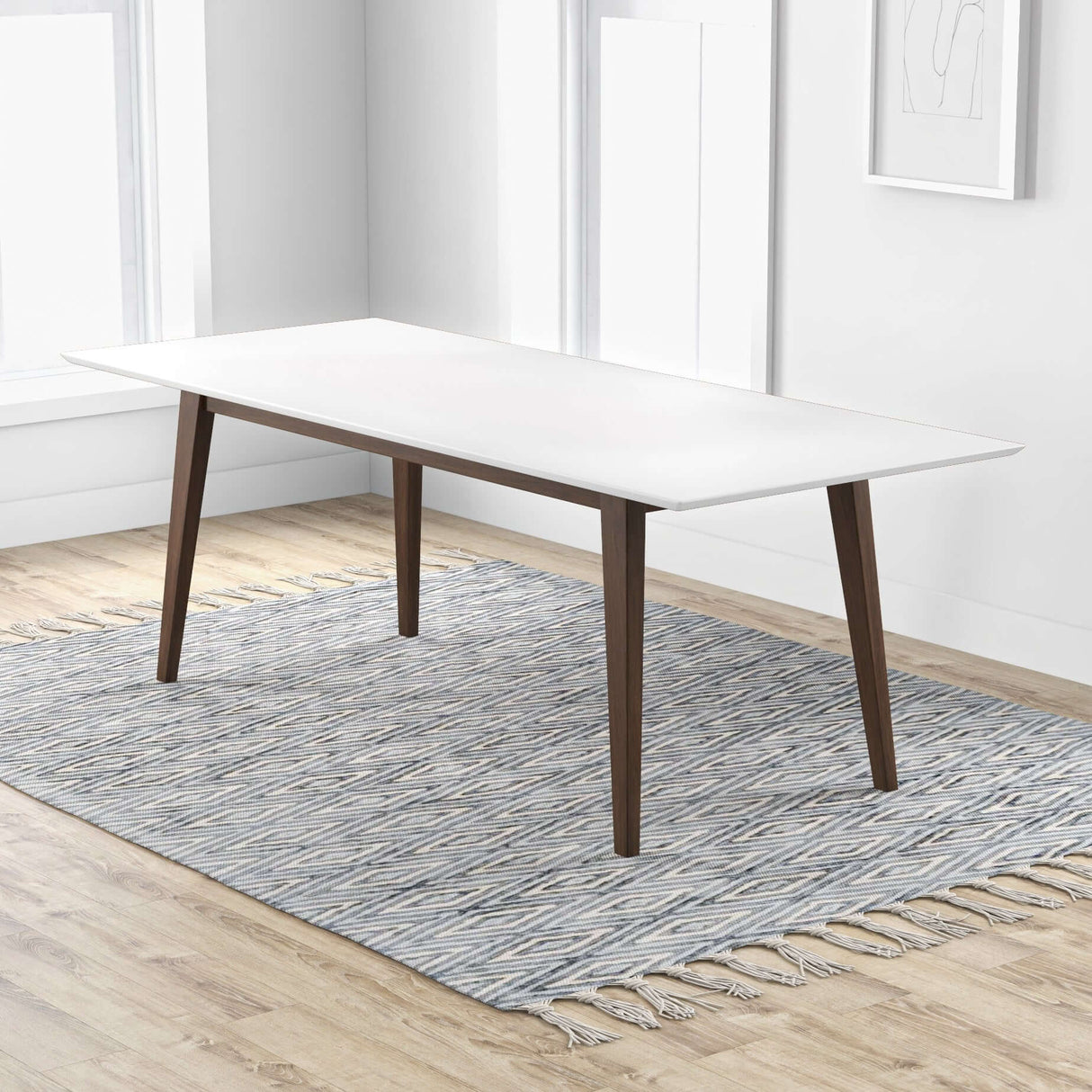 Levi Modern Style Solid Wood Rectangular Dining Kitchen Table White / 63"
