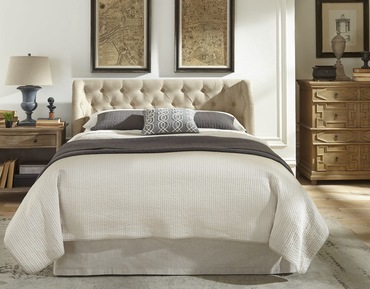 Levi Toast Linen Full Tufted Platform Bed