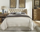 Levi Toast Linen Full Tufted Platform Bed