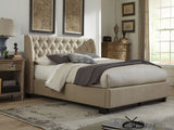 Levi Toast Linen Full Tufted Platform Bed