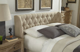 Levi Toast Linen Full Tufted Platform Bed