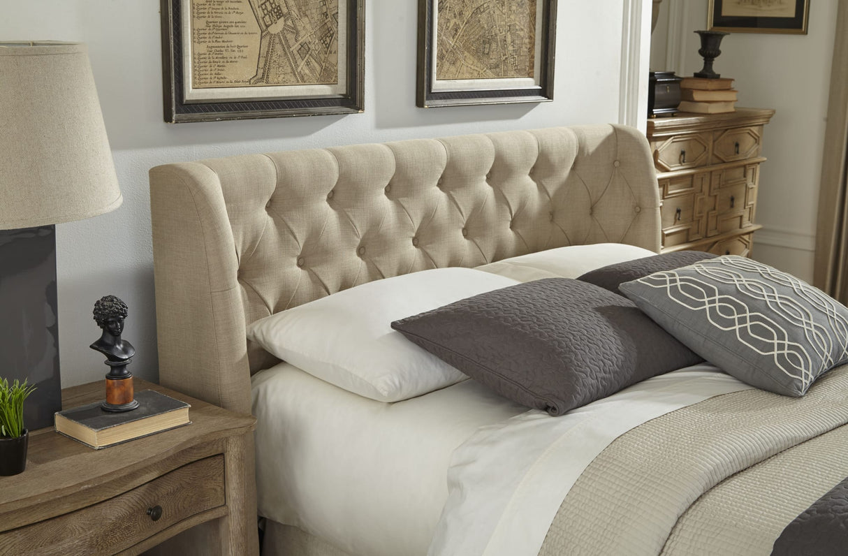Levi Toast Linen Full Tufted Storage Bed