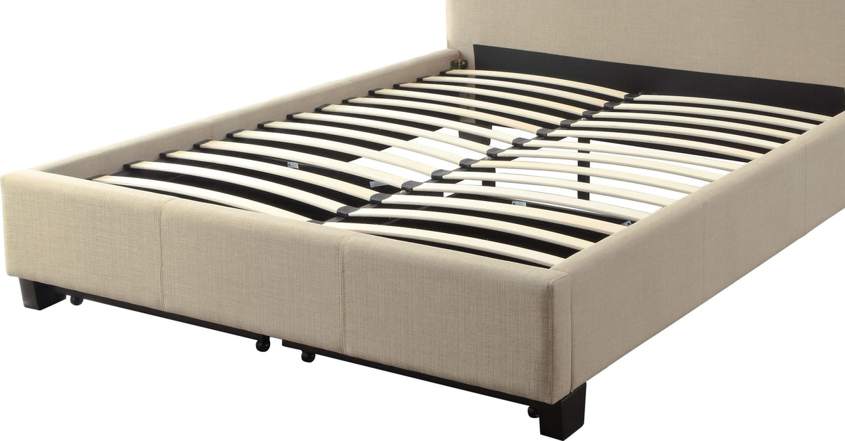 Levi Toast Linen Full Tufted Storage Bed