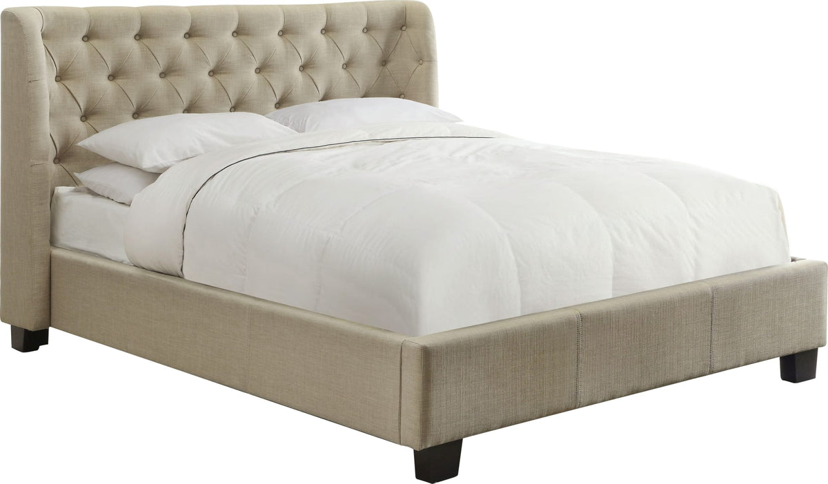 Levi Toast Linen King Tufted Platform Bed by Modus Furniture at Eve Furniture
