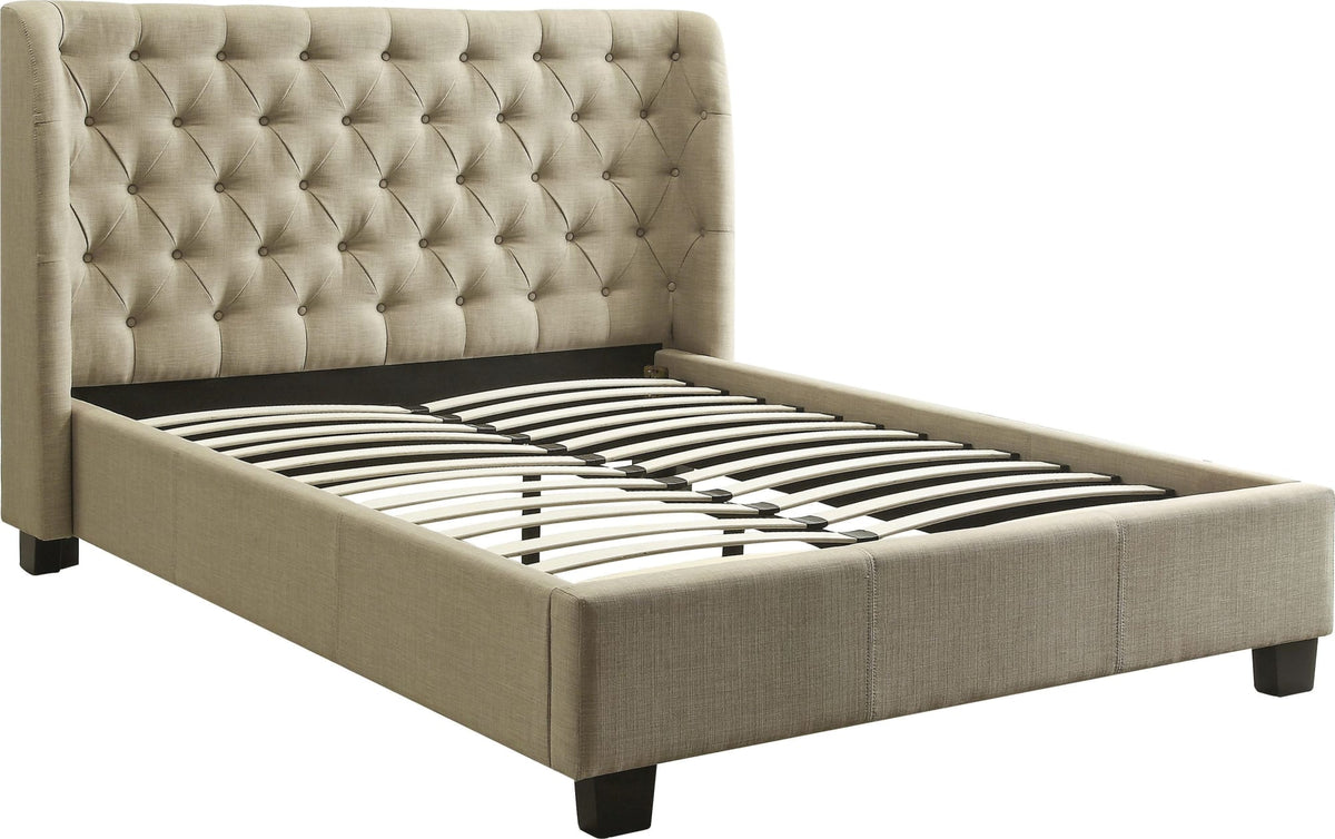 Levi Toast Linen King Tufted Platform Bed by Modus Furniture at Eve Furniture