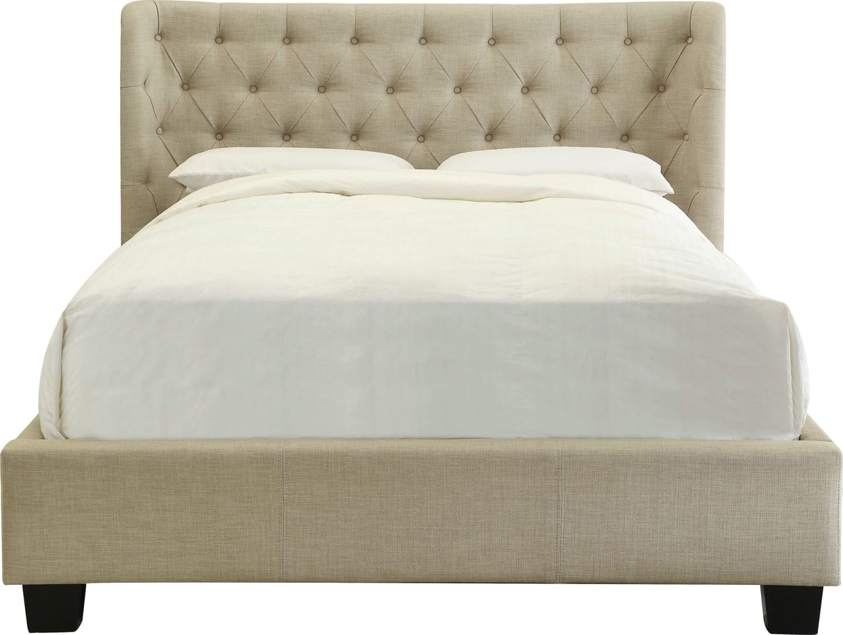Levi Toast Linen Queen Tufted Platform Bed