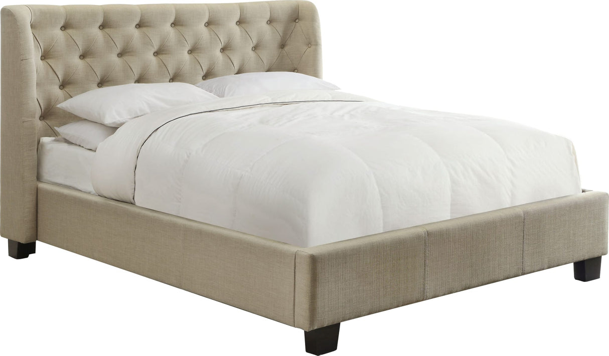Levi Toast Linen Queen Tufted Platform Bed
