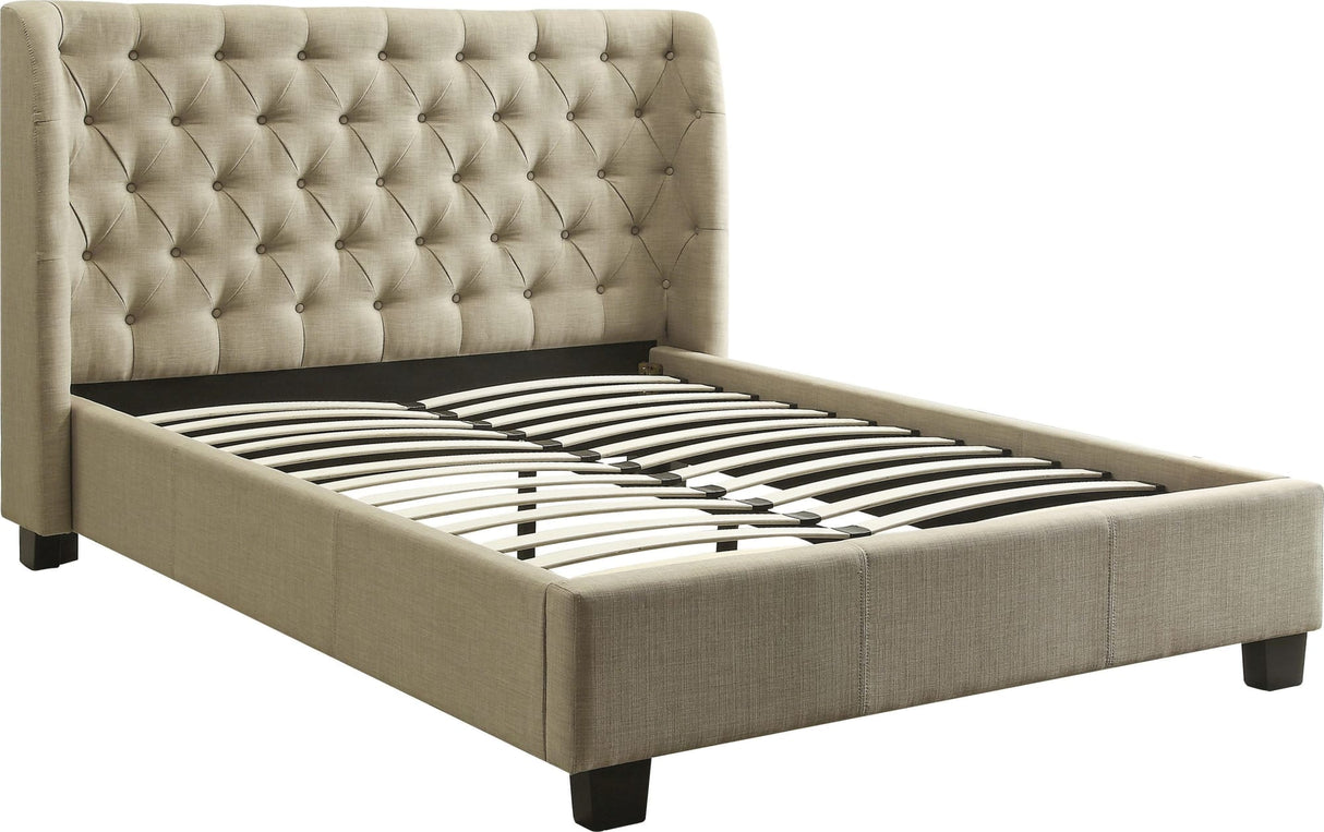 Levi Toast Linen Queen Tufted Platform Bed