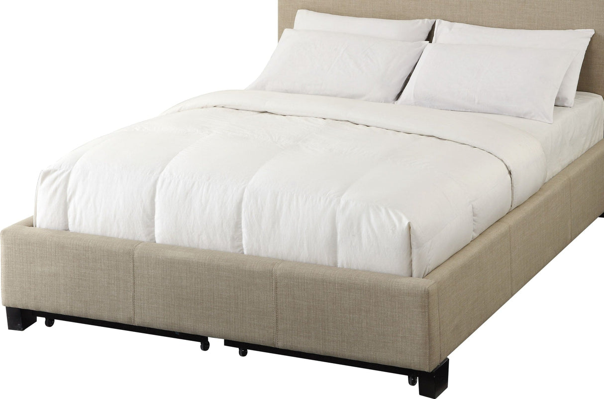 Levi Toast Linen Queen Tufted Storage Bed