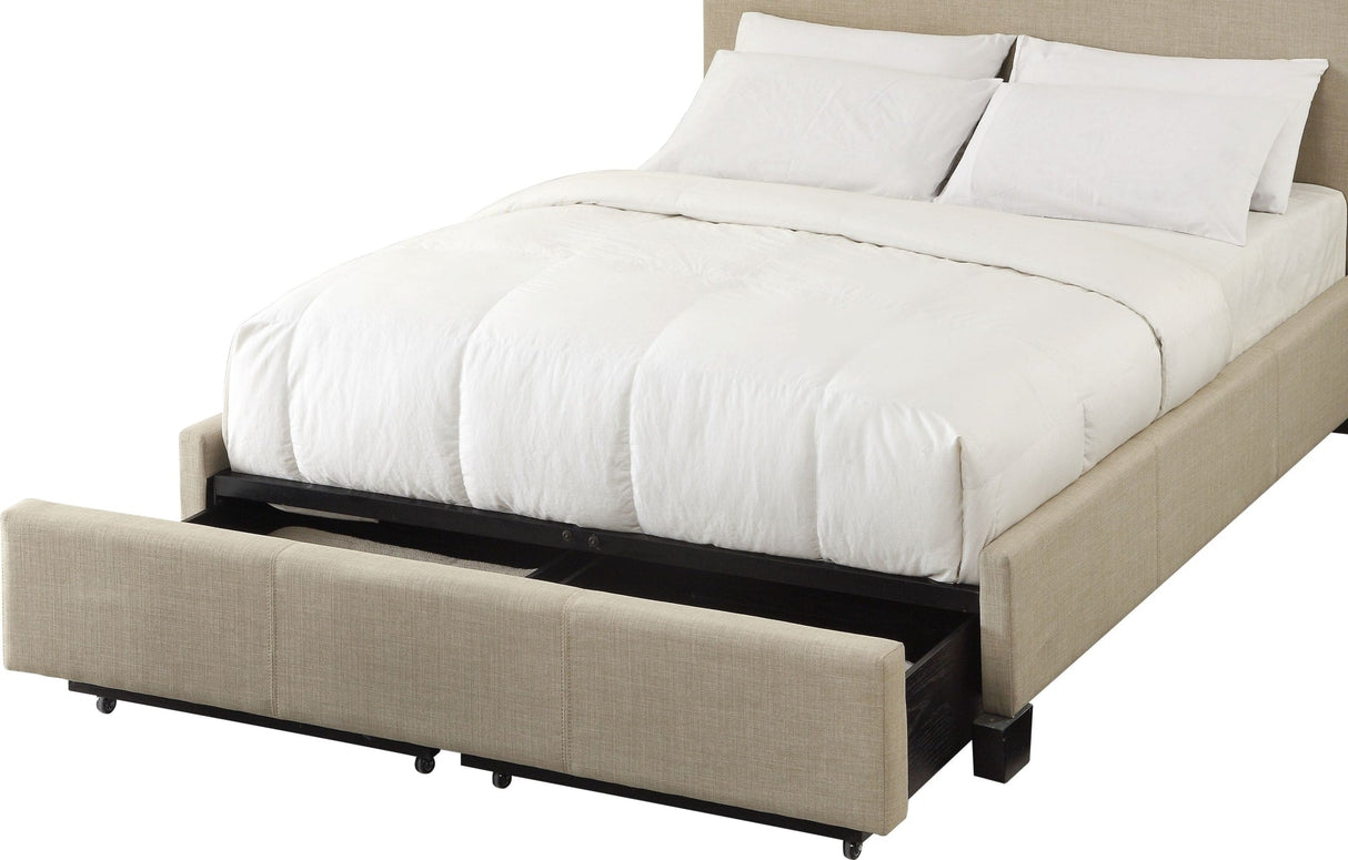 Levi Toast Linen Queen Tufted Storage Bed