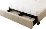 Levi Toast Linen Queen Tufted Storage Bed