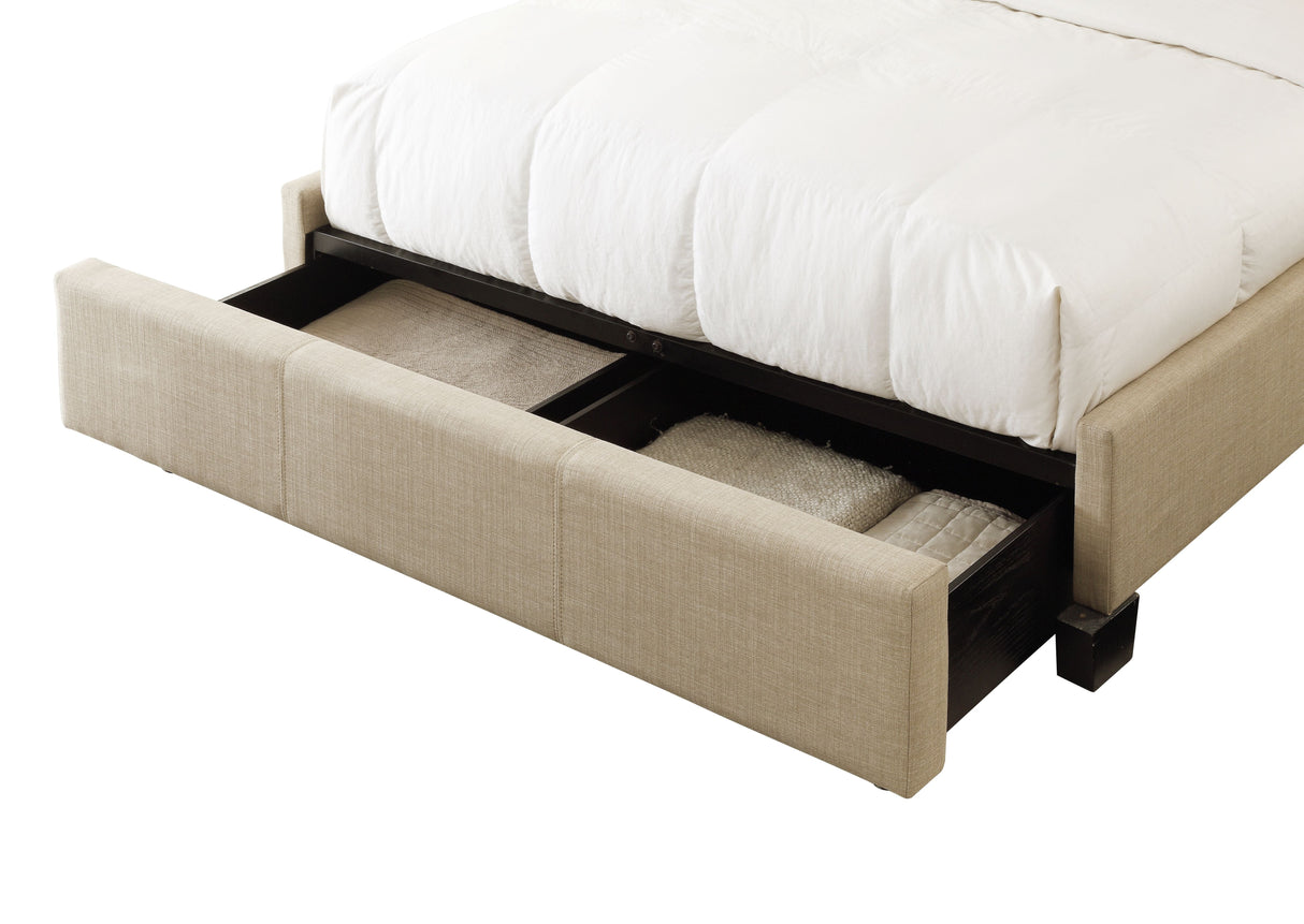 Levi Tufted Footboard Storage Bed in Toast Linen by Modus Furniture at Eve Furniture