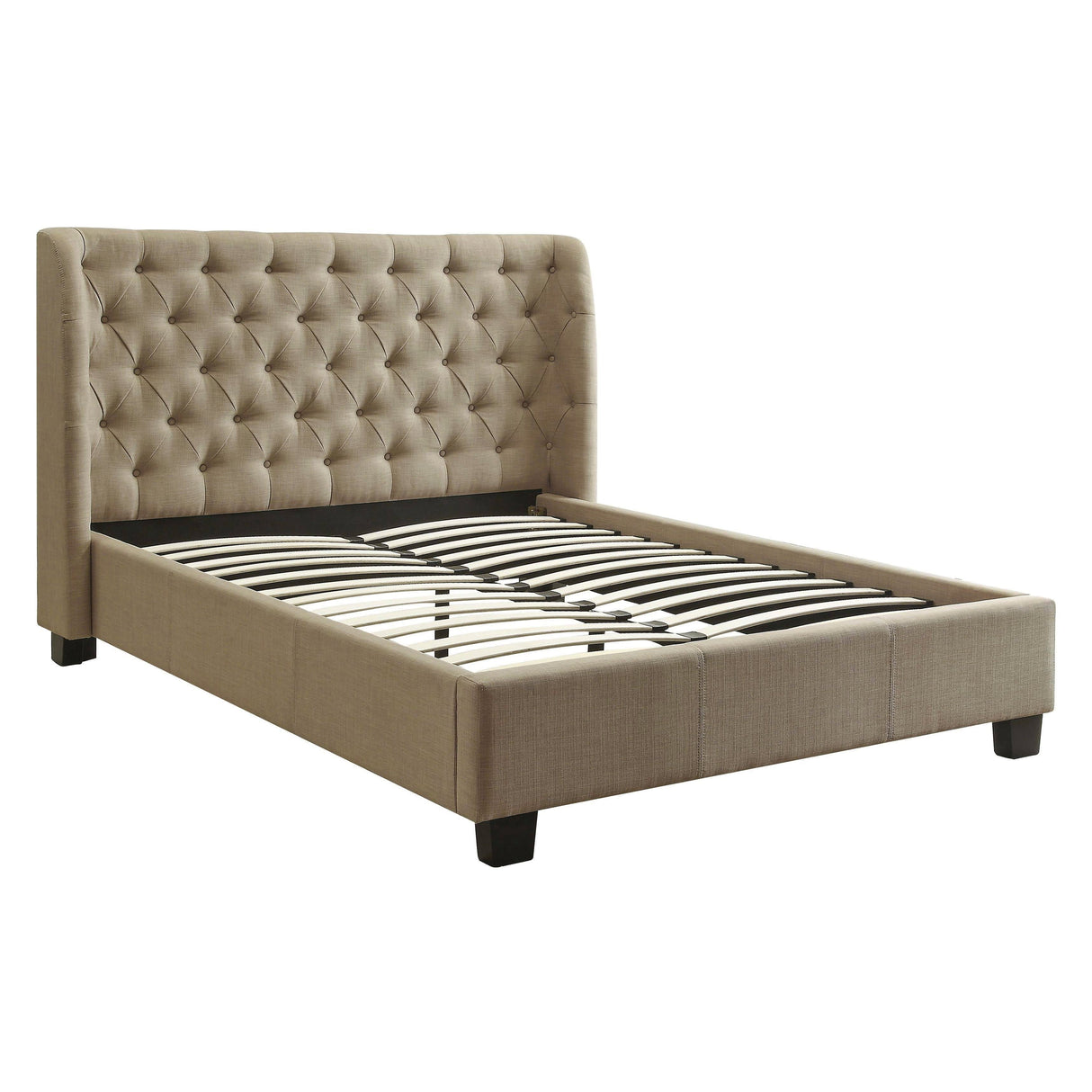 Levi Tufted Platform Bed in Toast Linen by Modus Furniture at Eve Furniture