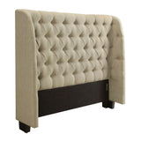 Levi Wingback Upholstered Headboard in Toast Linen by Modus Furniture at Eve Furniture