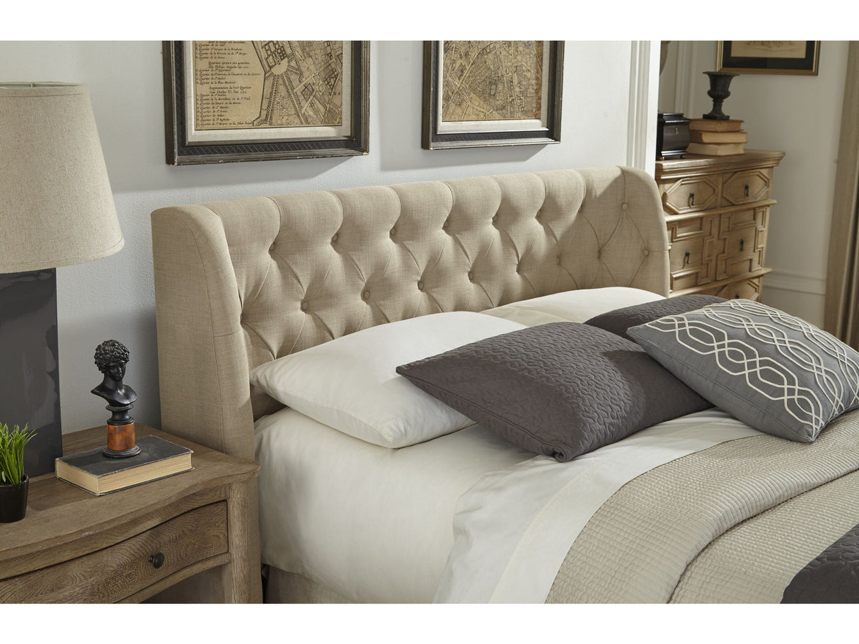 Levi Wingback Upholstered Headboard in Toast Linen by Modus Furniture at Eve Furniture