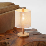 Levio Table Lamp, Natural Oak Wooden Base with Linen Shade by Ashcroft Furniture at Eve Furniture