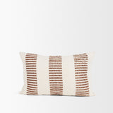 Levon 13x21 Lumbar Plush Cream w/ Orange Dashed Stripes Decorative Pillow Cover by Mercana at Eve Furniture