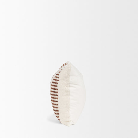 Levon 13x21 Lumbar Plush Cream w/ Orange Dashed Stripes Decorative Pillow Cover by Mercana at Eve Furniture