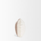 Levon 14x26 Lumbar Plush Cream w/ Orange Dashed Stripes Decorative Pillow Cover by Mercana at Eve Furniture