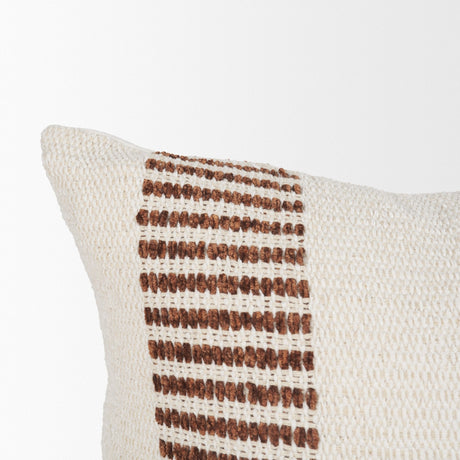Levon 13x21 Lumbar Plush Cream w/ Orange Dashed Stripes Decorative Pillow Cover by Mercana at Eve Furniture