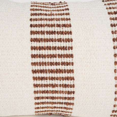 Levon 14x26 Lumbar Plush Cream w/ Orange Dashed Stripes Decorative Pillow Cover by Mercana at Eve Furniture