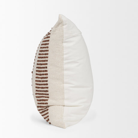 Levon 22x22 Plush Cream w/ Orange Dashed Stripes Decorative Pillow Cover by Mercana at Eve Furniture