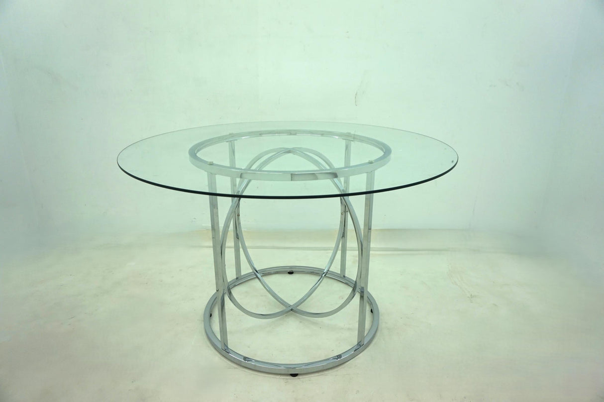 Levy Chrome 48-inch Round Glass Top Dining Table by Coaster at Eve Furniture