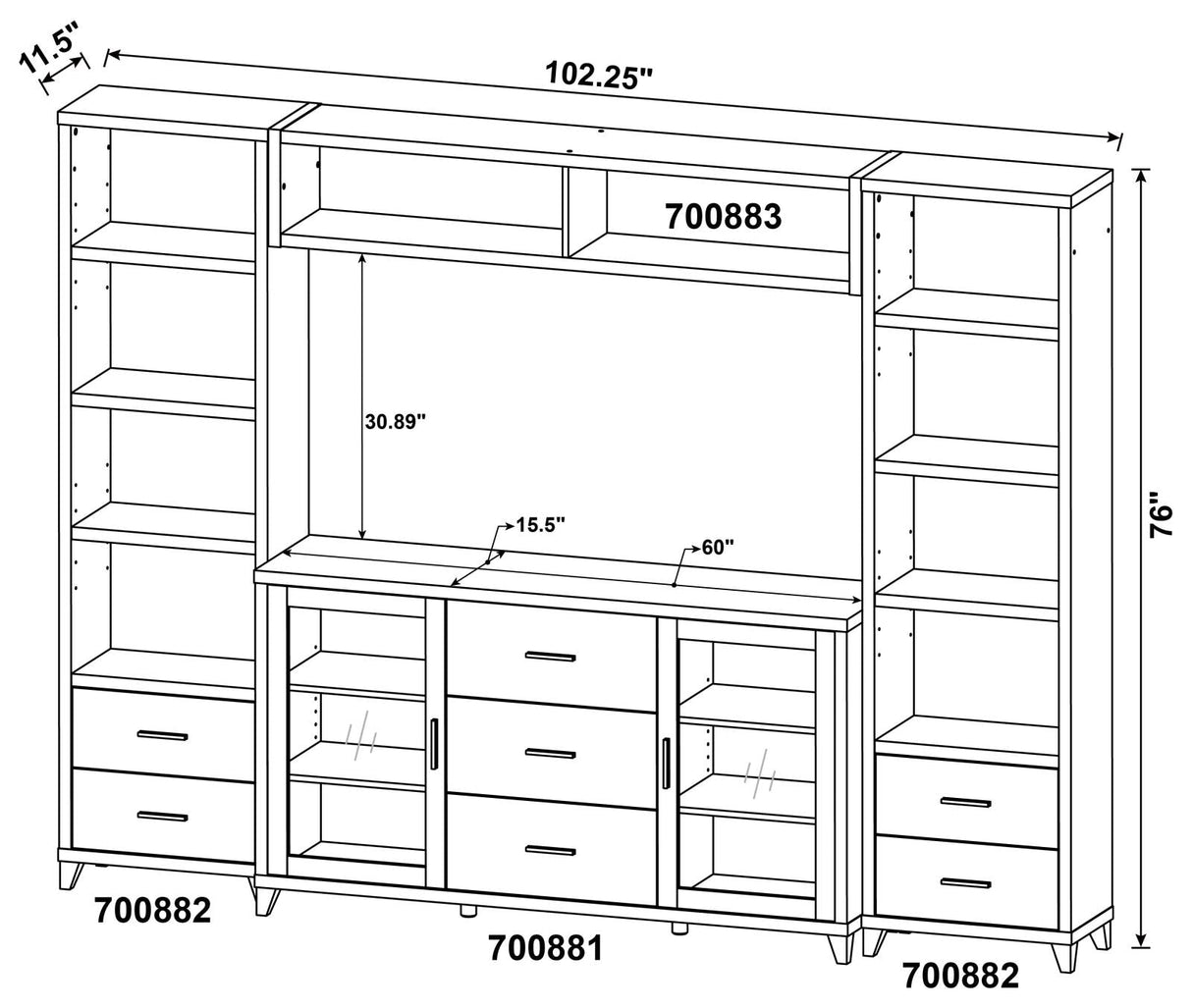 Lewes 4-Piece Entertainment Center Cappuccino