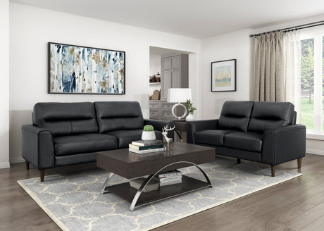 Lewes Black Leather Loveseat by Homelegance at Eve Furniture