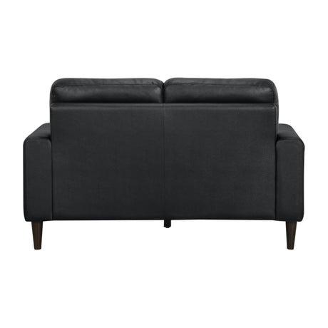 Lewes Black Leather Loveseat by Homelegance at Eve Furniture