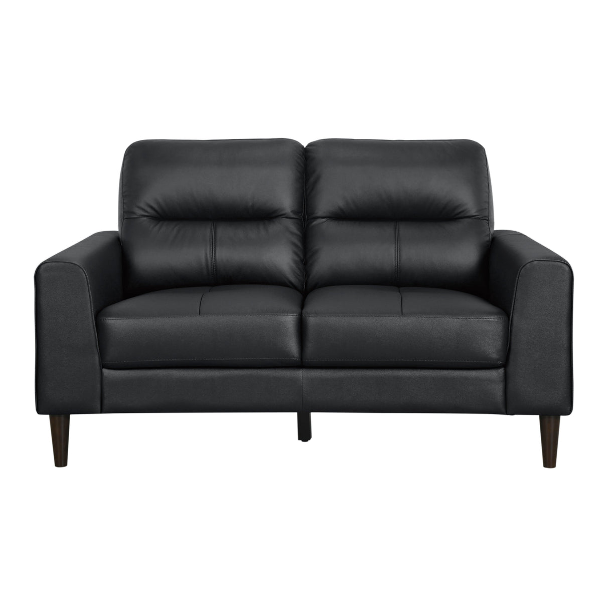 Lewes Black Leather Loveseat by Homelegance at Eve Furniture