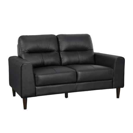 Lewes Black Leather Loveseat by Homelegance at Eve Furniture