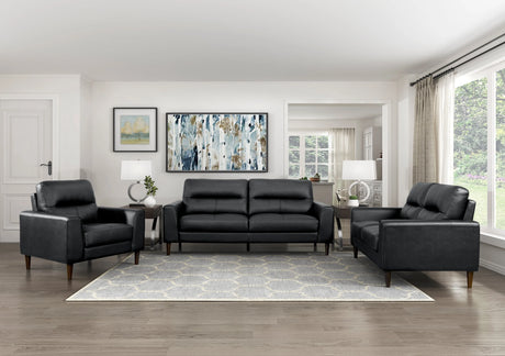 Lewes Black Leather Sofa by Homelegance at Eve Furniture