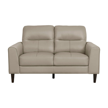 Lewes Latte Leather Loveseat by Homelegance at Eve Furniture