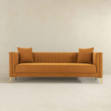 Lewis Cognac Velvet Sofa - 91" by Ashcroft Furniture at Eve Furniture