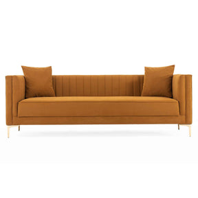 Lewis Cognac Velvet Sofa - 91" by Ashcroft Furniture at Eve Furniture