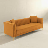 Lewis Cognac Velvet Sofa - 91" by Ashcroft Imports at Eve Furniture