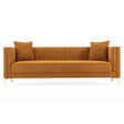 Lewis Cognac Velvet Sofa - 91" by Ashcroft Imports at Eve Furniture