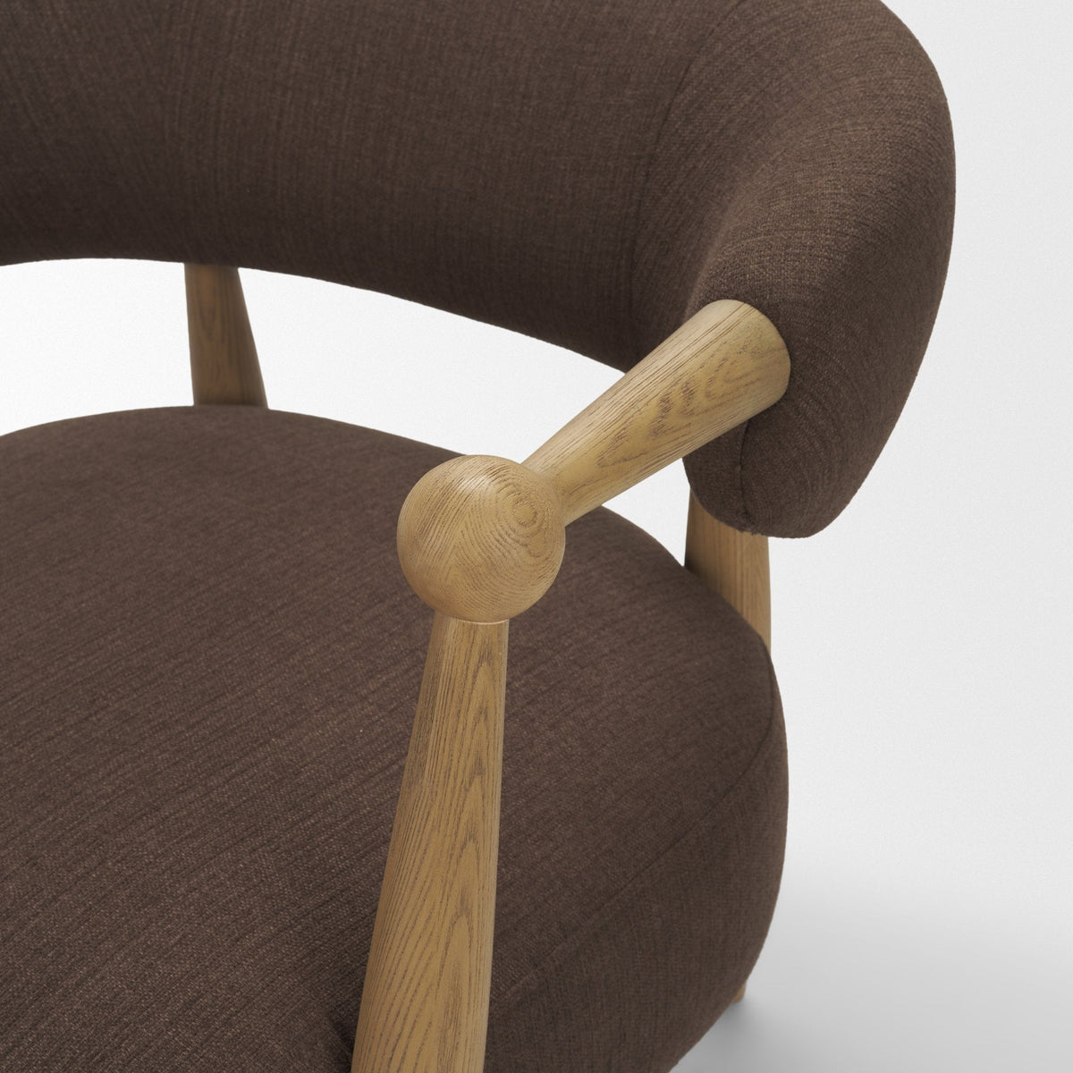 Lewis Mocha Fabric w/ Brown Wood Open Back Accent Chair by Mercana at Eve Furniture