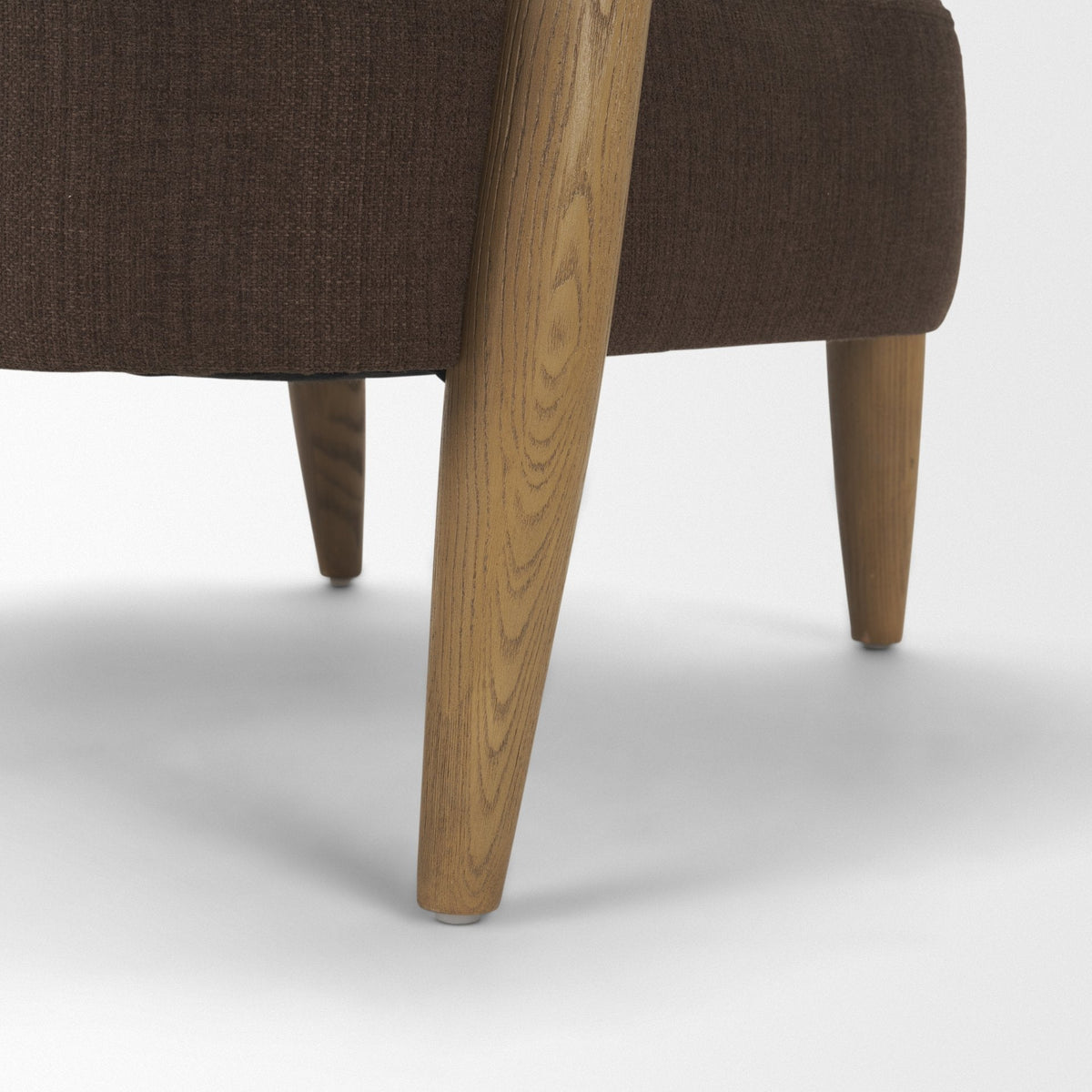 Lewis Mocha Fabric w/ Brown Wood Open Back Accent Chair by Mercana at Eve Furniture
