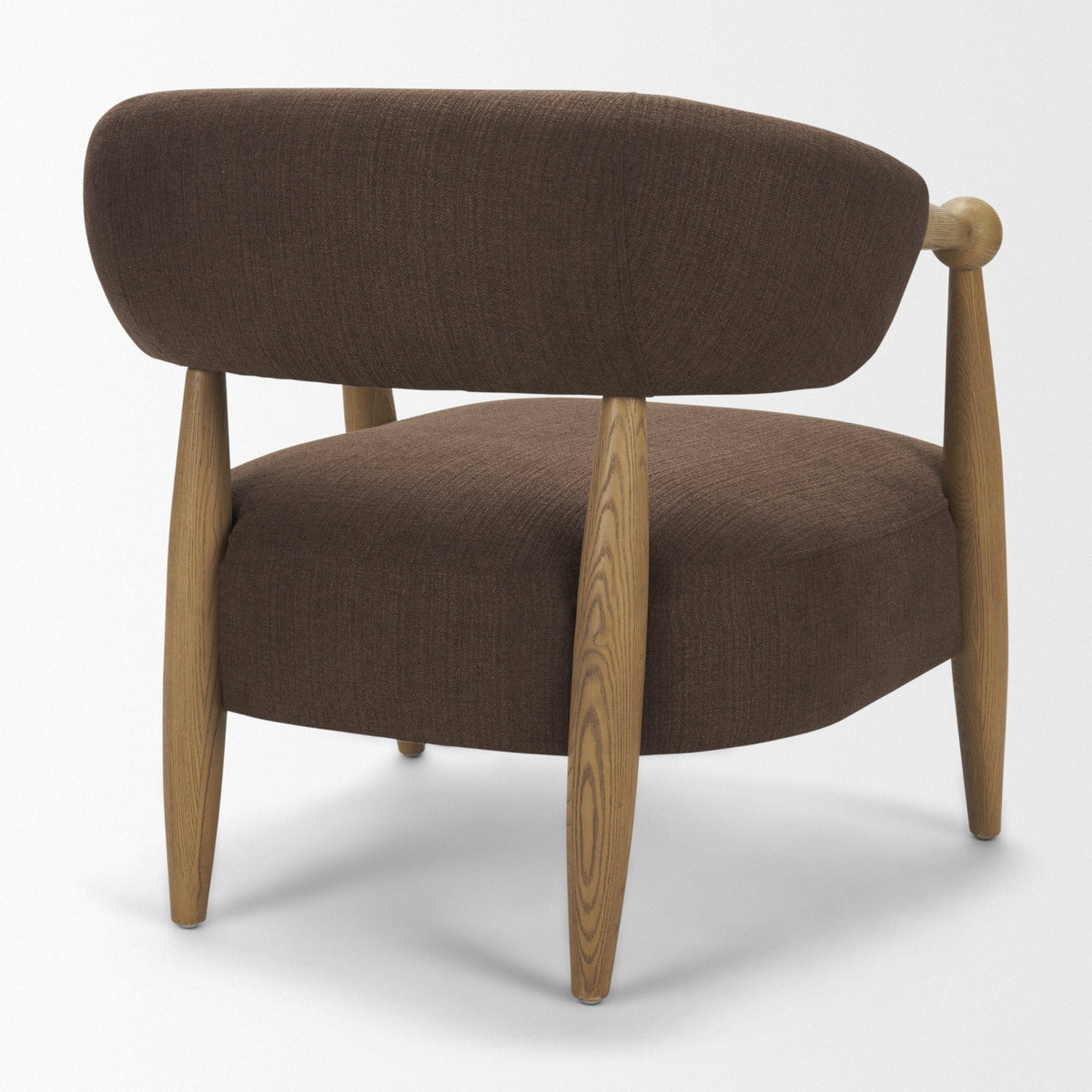 Lewis Mocha Fabric w/ Brown Wood Open Back Accent Chair by Mercana at Eve Furniture