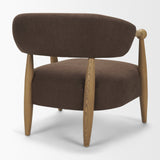 Lewis Mocha Fabric w/ Brown Wood Open Back Accent Chair by Mercana at Eve Furniture