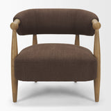 Lewis Mocha Fabric w/ Brown Wood Open Back Accent Chair by Mercana at Eve Furniture