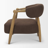 Lewis Mocha Fabric w/ Brown Wood Open Back Accent Chair by Mercana at Eve Furniture