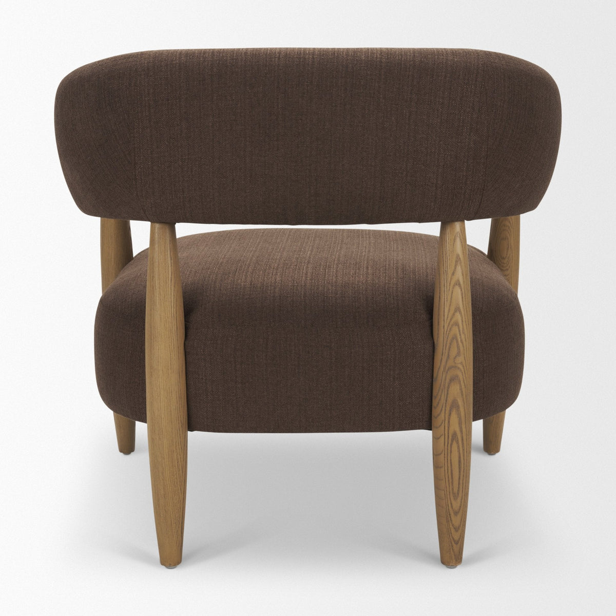 Lewis Mocha Fabric w/ Brown Wood Open Back Accent Chair by Mercana at Eve Furniture