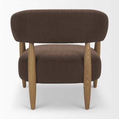Lewis Mocha Fabric w/ Brown Wood Open Back Accent Chair by Mercana at Eve Furniture