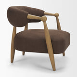 Lewis Mocha Fabric w/ Brown Wood Open Back Accent Chair by Mercana at Eve Furniture